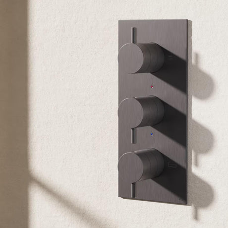 Crosswater Concealed Shower Valve Slate Crosswater MPRO 2 Outlet, 3 Handle Portrait Concealed Thermostatic Shower Valve