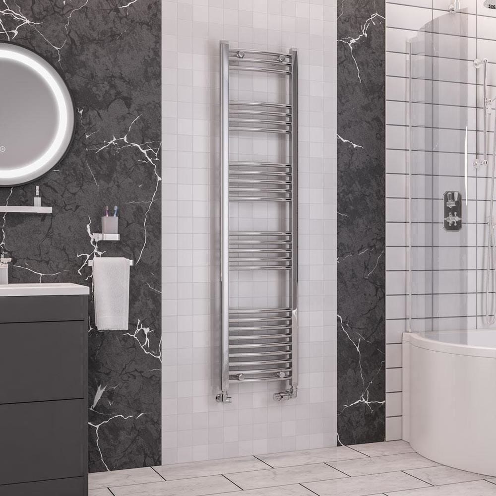 Eastbrook Wendover Curved Vertical Heated Towel Rail in Chrome