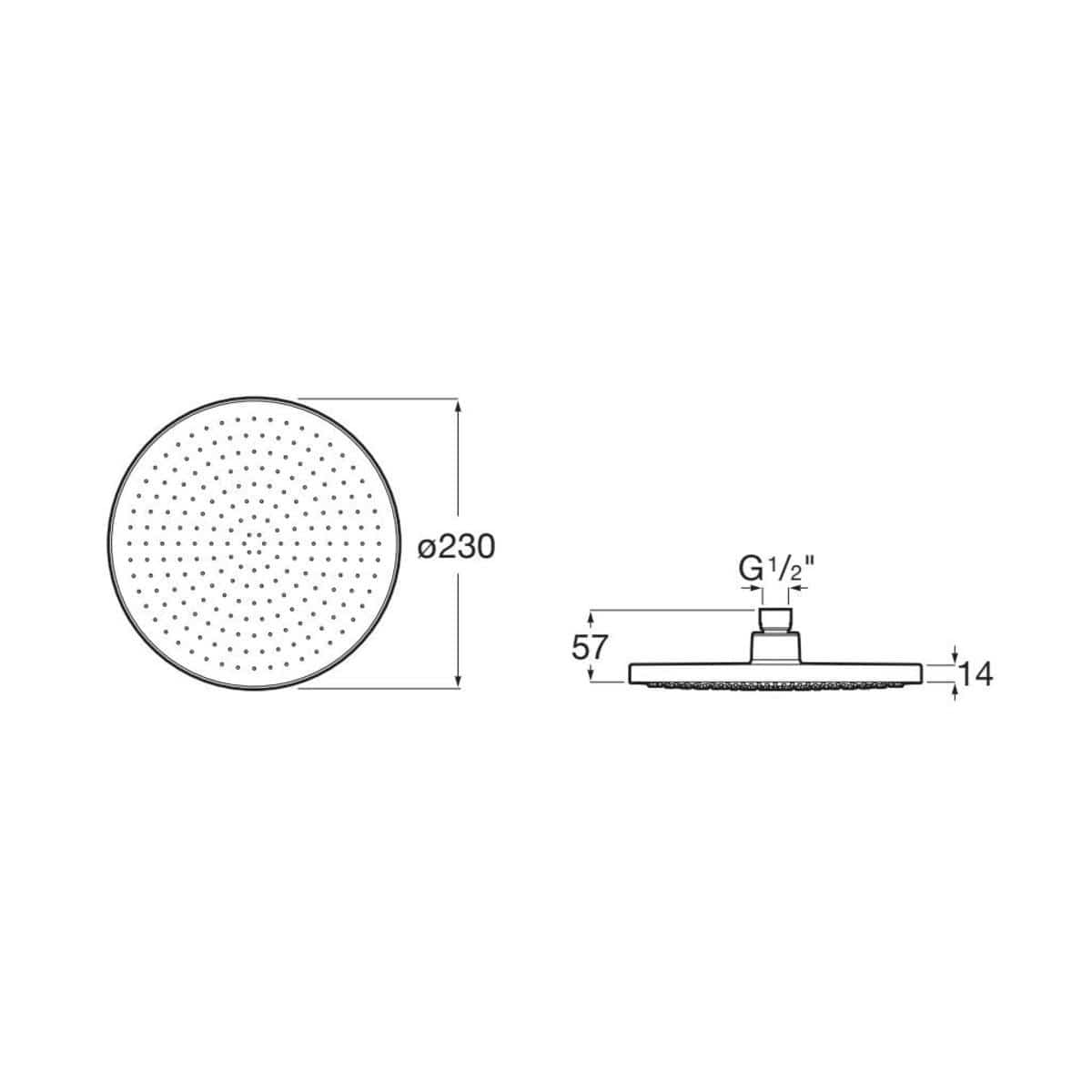 Roca Fixed Shower Head Roca Rainsense Stainless Steel Round 230mm Ceiling Shower Head