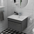 Imex Wall Mounted Vanity Unit Grey Marble Imex Alma Wall Mounted Single Drawer 600mm Vanity Unit with Basin
