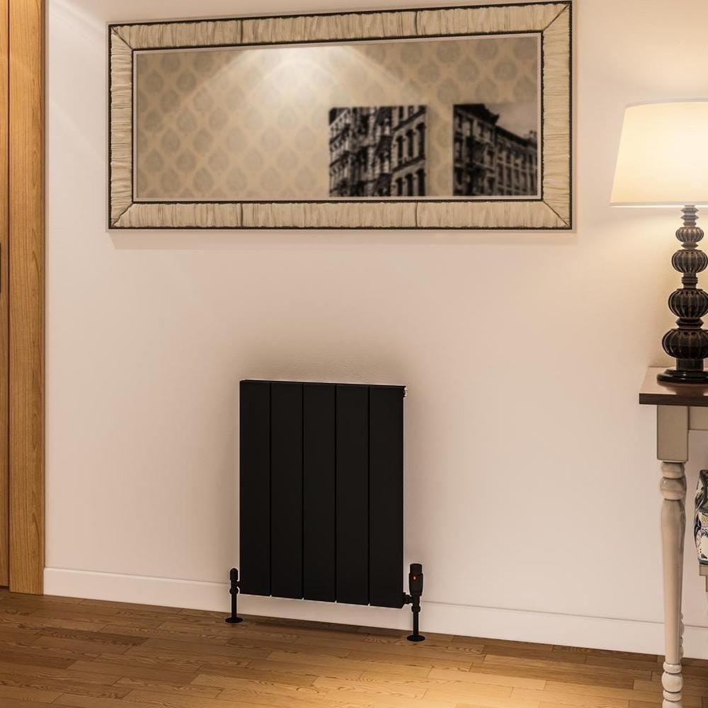 Eastbrook Panel Radiator 600 x 470 / Central Heating Eastbrook Rosano Straight Horizontal Aluminium Radiator  in Matt Black
