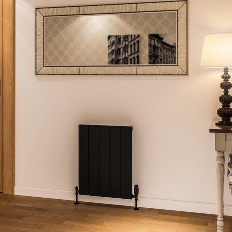 Eastbrook Panel Radiator 600 x 470 / Central Heating Eastbrook Rosano Straight Horizontal Aluminium Radiator  in Matt Black