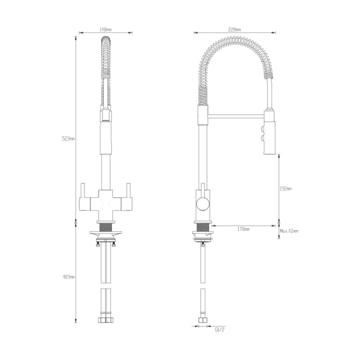 Crosswater Kitchen Tap Crosswater Cook Dual Control Kitchen Mixer Tap with Flexi Spray