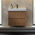 Vado Wall Mounted Vanity Unit Classic Oak / 600mm Vado Groove Fluted Wall Mounted Two Drawer Vanity Unit with Basin
