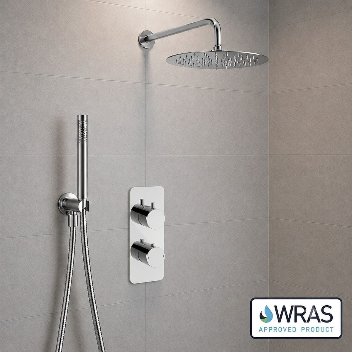 Aquarius Bathrooms Concealed Shower Set Chrome Aquarius RainLux 2 Outlet Thermostatic Shower Set with Shower Head and Single Function Handset