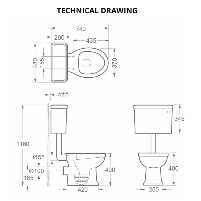 Imex Low Level Toilet Imex Wyndham Traditional Low Level Toilet with Soft Close Wooden Seat