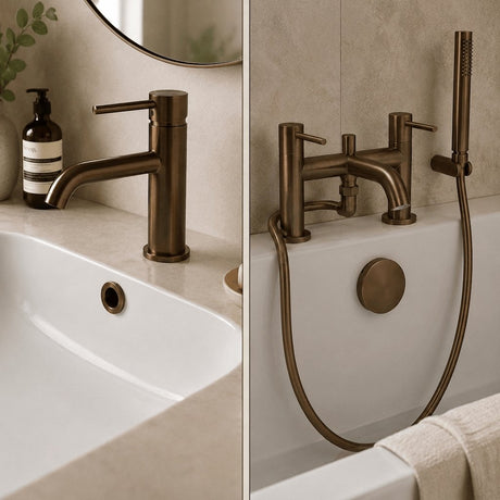 Aquarius RF-Series Complete Bath and Basin Brassware Pack with Basin Tap, Bath and Shower Mixer and Wastes