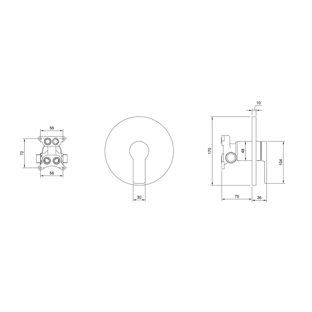 Villeroy and Boch Concealed Shower Valve Villeroy & Boch Architectura Single Outlet Trim Set in Chrome