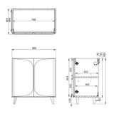 Crosswater Floor Standing Vanity Unit Crosswater Tambour 800mm Floor Standing Two Door Vanity Unit with Basin or Worktop