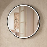 Crosswater Illuminated Mirror 700mm / Matt Black Crosswater Infinity Round Framed LED Illuminated Mirror