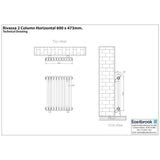 Eastbrook Column Radiator Eastbrook Rivassa Traditional 2 Column Radiator in Matt Black