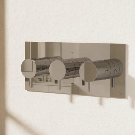 Crosswater Concealed Shower Valve Chrome Crosswater MPRO 2 Outlet, 3 Handle Landscape Concealed Thermostatic Shower Valve