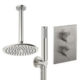 UK Bathroom Store Concealed Shower Set Brushed Nickel / Ceiling Arm / 200mm Crosswater Crossbox Shower Set 3 - 2 Outlet with Pencil Handset and Fixed Overhead Shower