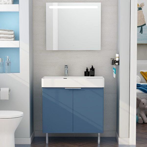 Imex Floor Standing Vanity Unit Matt Blue Imex Blade Floor Standing  800mm Double Door Vanity Unit with Basin