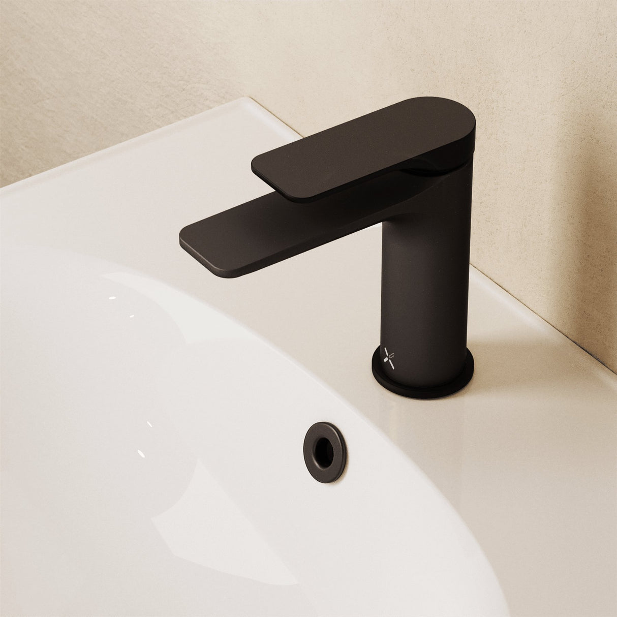 Crosswater Mono Basin Tap Matt Black Crosswater Fuse Mono Basin Mixer Tap with Clicker Waste