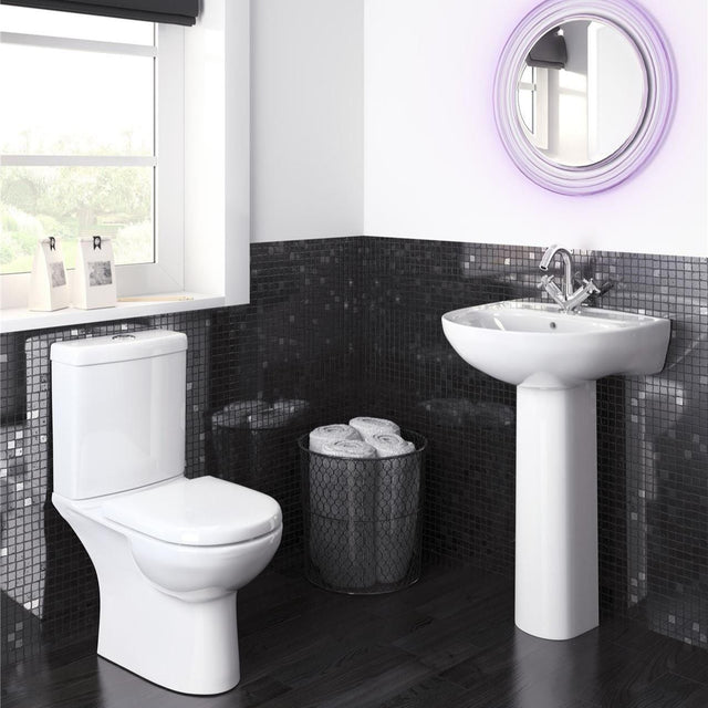 Aquarius Bathrooms Pedestal Basin Aquarius Cove/Essence 550mm 1 Tap Hole Basin with Full Pedestal