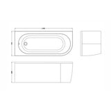 Aquarius Bathrooms Corner Bath Aquarius Lunar Curved Back to Wall Corner Bath with Panel  - 1700 x 725mm