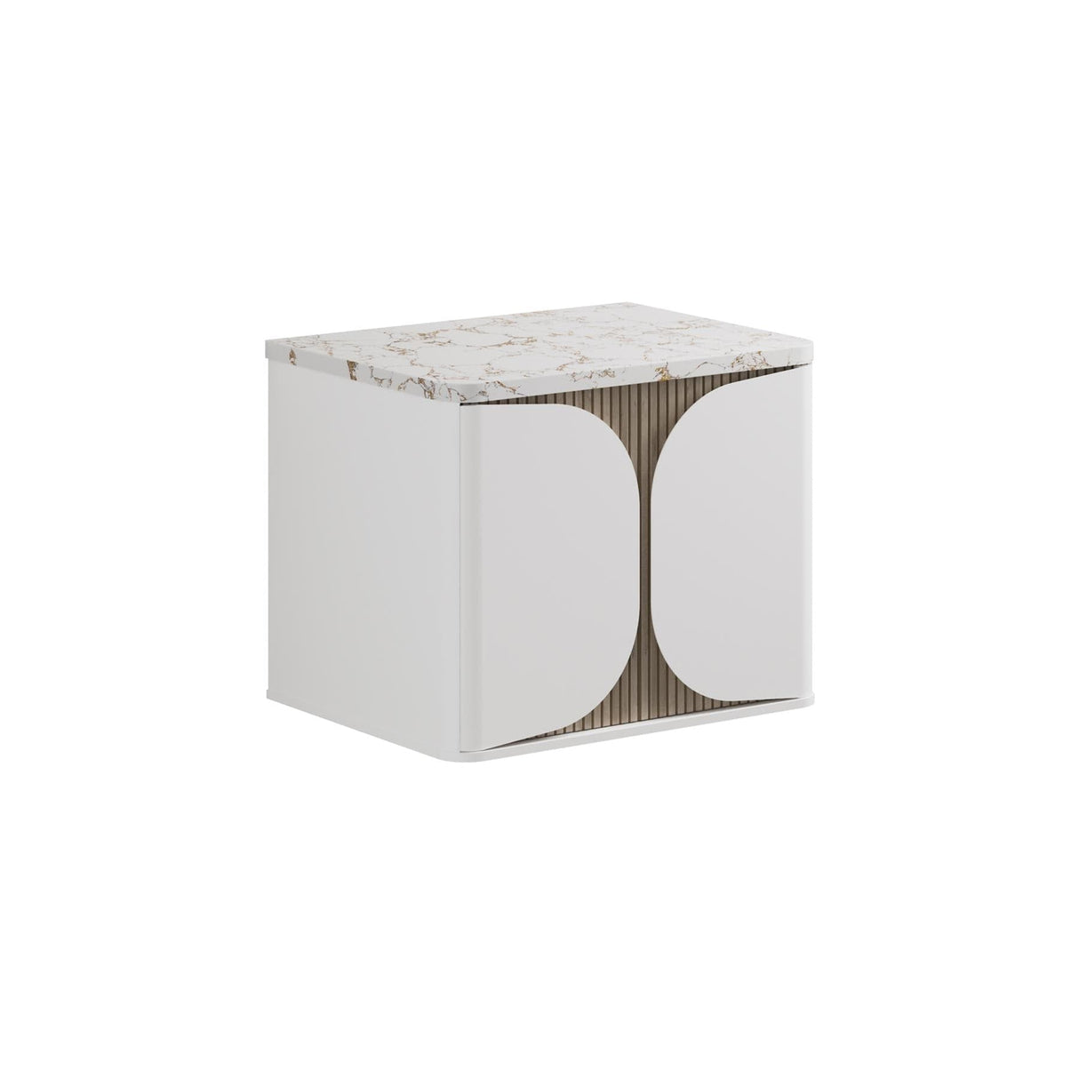 Crosswater Wall Mounted Vanity Unit Matt White / Crosswater Tambour Worktop - Gold Vein Estatuario Crosswater Tambour Vanity Unit with Basin or Worktop - 600mm - One Drawer - Wall Mounted