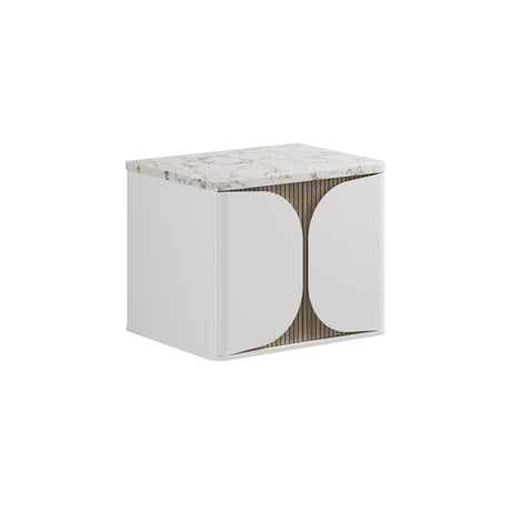 Crosswater Wall Mounted Vanity Unit Matt White / Crosswater Tambour Worktop - Gold Vein Estatuario Crosswater Tambour Vanity Unit with Basin or Worktop - 600mm - One Drawer - Wall Mounted