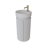 Saneux Oxford 400mm Floor Standing Round Fluted Vanity Unit with Basin