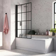 Aquarius Bathrooms Bath Screen Aquarius LevAqua Crittall Style 6mm Framed Hinged Bath Screen in Matt Black
