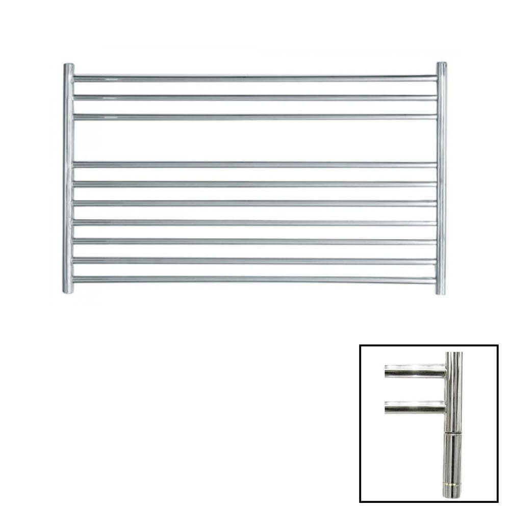 JIS Ladder Rail 600 x 1000mm / Polished Chrome / Electric Only with Cylindrical Adjustable Element JIS Sussex Newick Horizontal Stainless Steel Heated Towel Rail