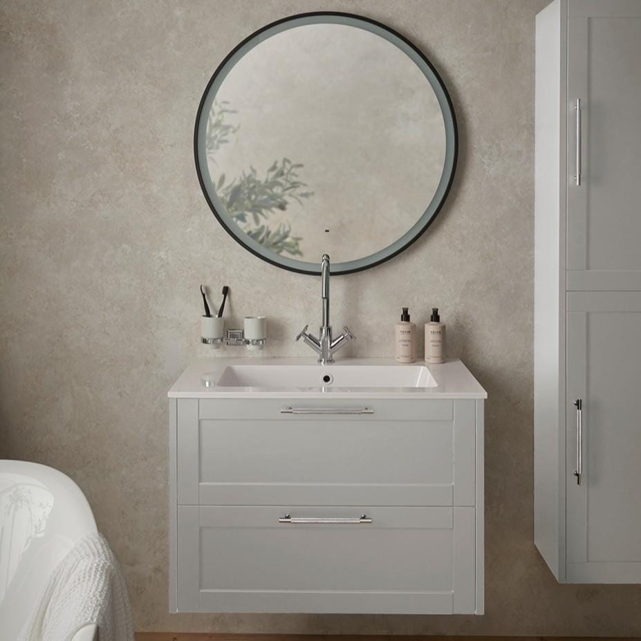 Heritage Wall Mounted Vanity Unit Heritage Lynton 800mm Wall Hung Vanity Unit with Basin, Waste and Handle Bundle