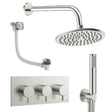 Crosswater Concealed Shower Set Brushed Nickel / Wall Arm / 200mm Crosswater Design 3 Handle 3 Outlet Shower and Bath Filler Set 8