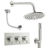 Crosswater Concealed Shower Set Brushed Nickel / Wall Arm / 200mm Crosswater Design 3 Handle 3 Outlet Shower and Bath Filler Set 8