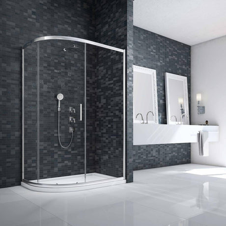 UK Bathroom Store Merlyn Ionic Essence Framed 1 Door Offset Quadrant Shower Enclosure in Chrome