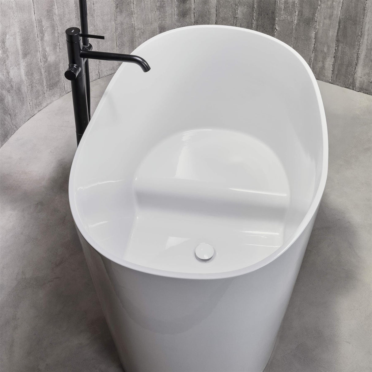 Roca Modern Freestanding Bath Roca Ohtake Oval Freestanding Stonex® Oval Japanese Bath with Click-Clack Waste
