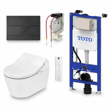 TOTO Smart Toilet Matte Black TOTO RX Wall Hung Rimless Washlet® Smart Toilet Complete Auto Flush Pack