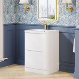 Aquarius Bathrooms Floor Standing Vanity Unit Aquarius Seren 600mm Floor Standing Two Drawer Vanity Unit with Basin