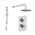 Saneux Concealed Shower Set Chrome Saneux COS 2 Outlet, 2 Handle Concealed Shower Valve Kit with Pencil Handset, Shower Head and Slider Rail
