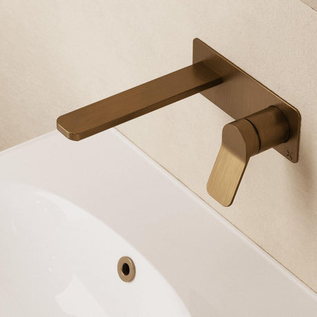 Crosswater Wall Mounted Basin Tap Brushed Bronze Crosswater Glide II Wall Mounted Basin Mixer Tap