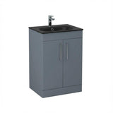 Imex Floor Standing Vanity Unit Steel Blue / Black Imex Croma Floor Standing Double Door 600mm Vanity Unit with 1 Tap Hole Basin