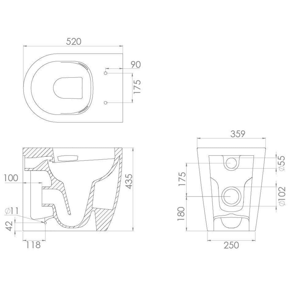 Saneux Back To Wall Toilet Saneux Uni Back to Wall Rimless Toilet with Soft Close Seat