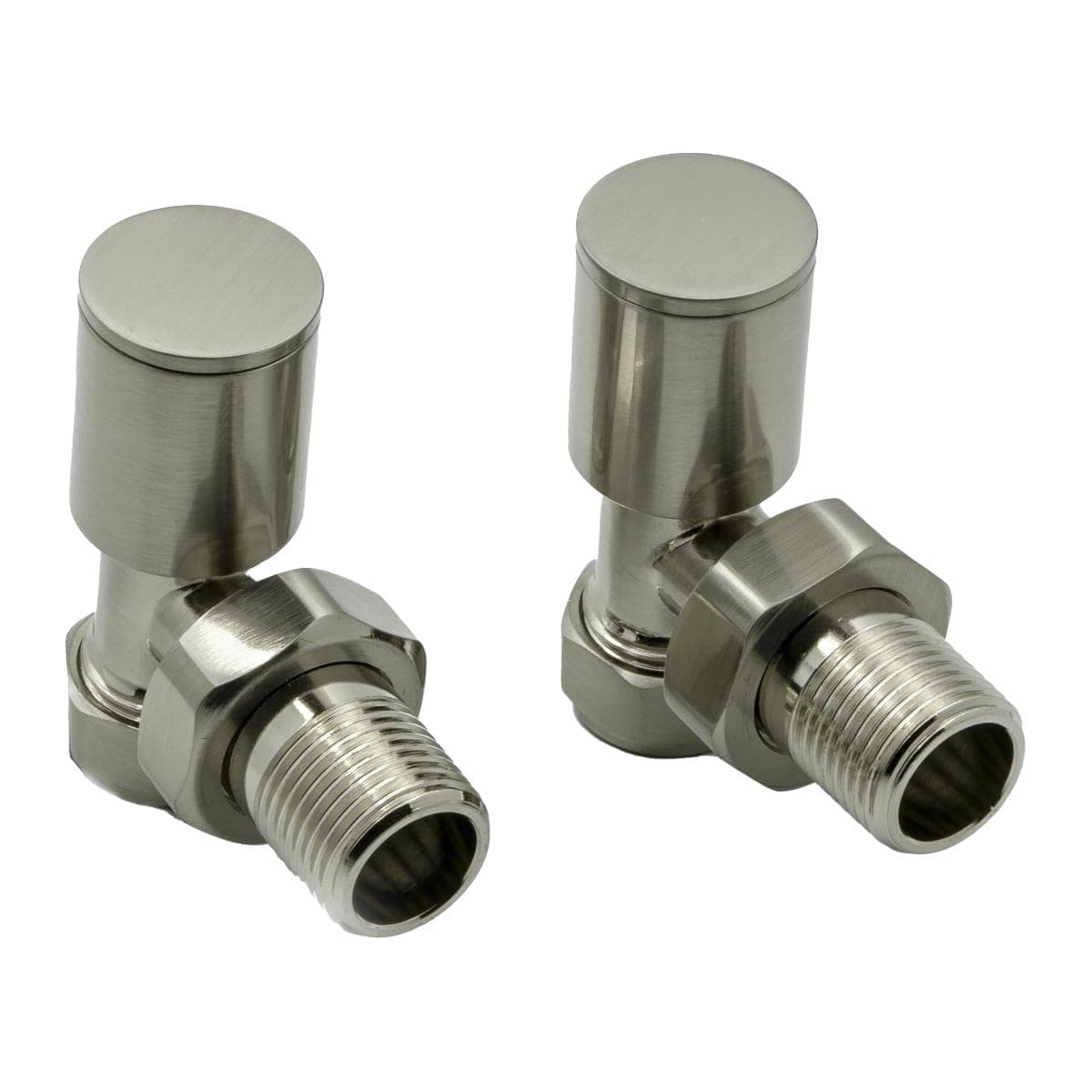Reina Radiator Valve Brushed Reina Portland Angled Radiator Valves
