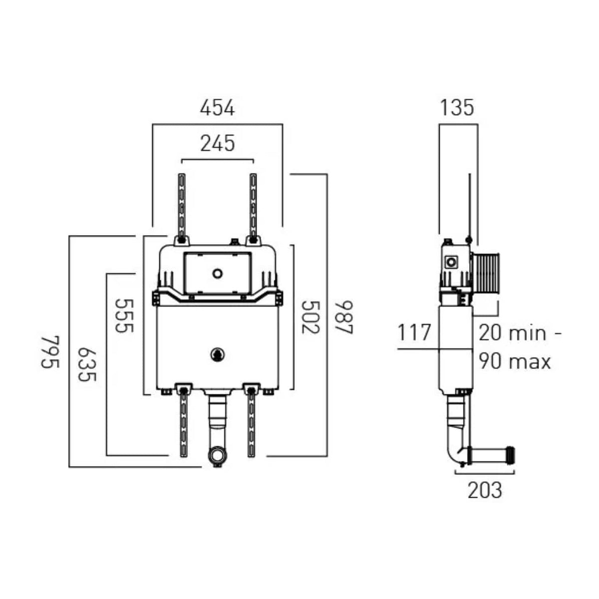 Vado Concealed Cistern Vado Standard Dual Flush Concealed Cistern