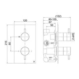 Crosswater Concealed Shower Valve Crosswater MPRO 1 Outlet, 2 Handle Concealed Thermostatic Shower Valve in Chrome