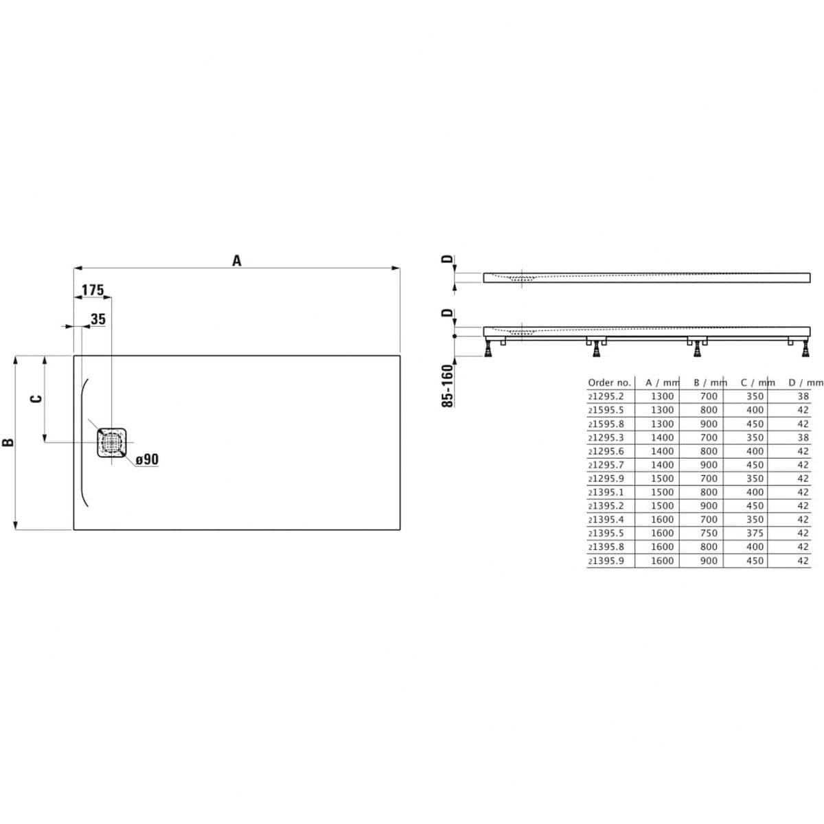 Laufen Laufen Marbond PRO Rectangular Tray with Waste in White