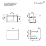 Crosswater Wall Mounted Vanity Unit Crosswater Glide II Wall Mounted Two Drawer Vanity Unit with Basin