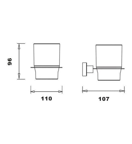 RAK Toothbrush Holder RAK Cubis Wall Mounted Single Tumbler and Holder in Chrome