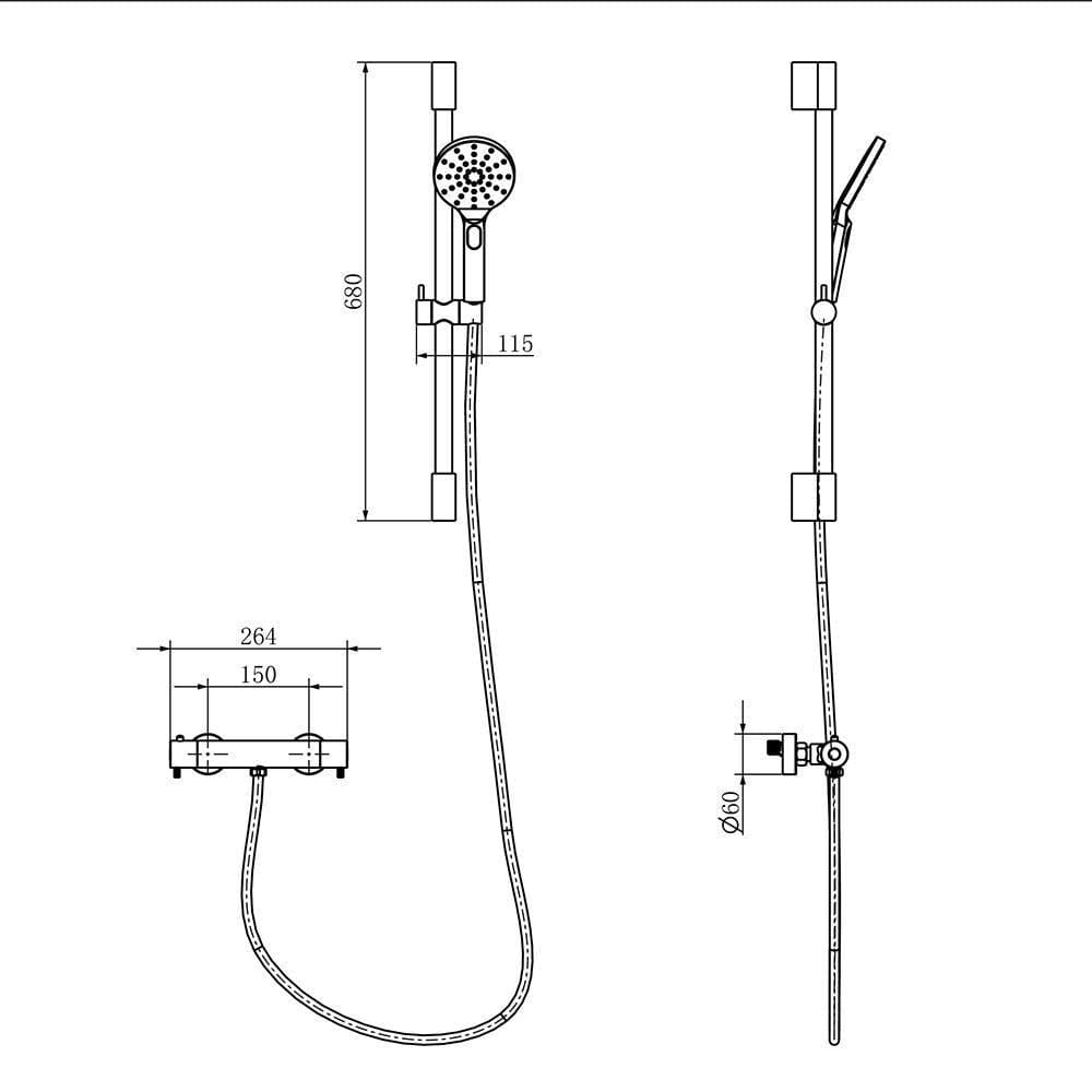 Imex Exposed Shower Set Imex Ravine Cool Touch, Easy Fix, Thermostatic Exposed Shower Valve with Slide Rail, Hose And Multifunction Handset