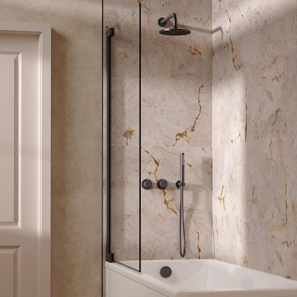 UK Bathroom Store Concealed Shower Set Slate / Wall Arm / 200mm Crosswater Module Shower Set 6 - 3 Outlet with Overhead Shower, Handset and Overflow Bath Filler