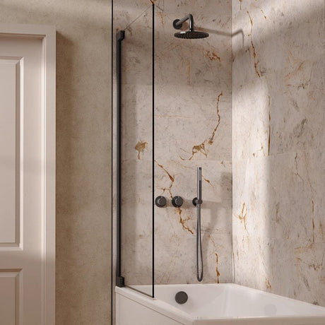 UK Bathroom Store Concealed Shower Set Slate / Wall Arm / 200mm Crosswater Module Shower Set 6 - 3 Outlet with Overhead Shower, Handset and Overflow Bath Filler