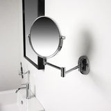 Miller Cosmetic and Shaving Mirror Chrome Miller Signature Wall Mounted Round Extendable Magnifying Mirror