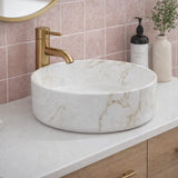 Aquarius Bathrooms Countertop Basin Aquarius V-Series 2 Round 355mm Ceramic Marble Effect Countertop Basin with Waste