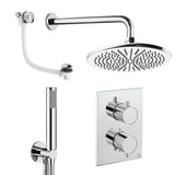 UK Bathroom Store Concealed Shower Set Chrome / Wall Arm / 300mm Crosswater Crossbox Shower Set 9 - 3 Outlet with Fixed Overhead Shower,Pencil Handset and Overflow Bath Filler Waste