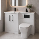 Aquarius Combination Toilet and Sink Left Hand Aquarius Brisbane 1100m Vanity and WC Unit Combination with BTW toilet and Black Fittings